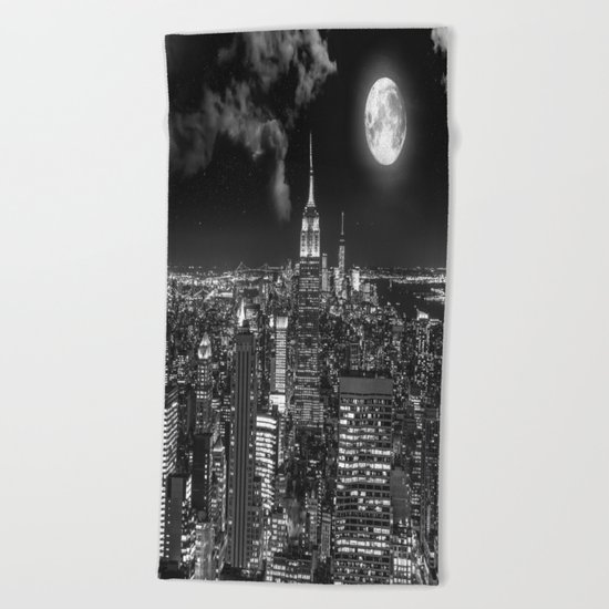 New York Under the Moon Beach Towel