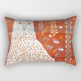 Q'ashqai Snow Leopard Persian Animal Rug Print Rectangular Pillow