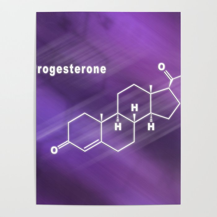 Progesterone Hormone Structural chemical formula Poster