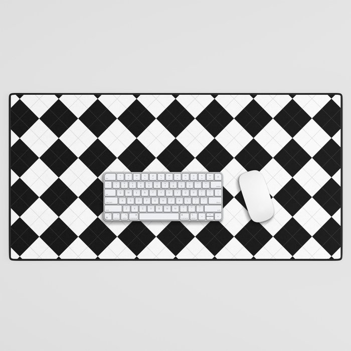Black and White Argyle checks pattern. Digital Painting Illustration Background Desk Mat