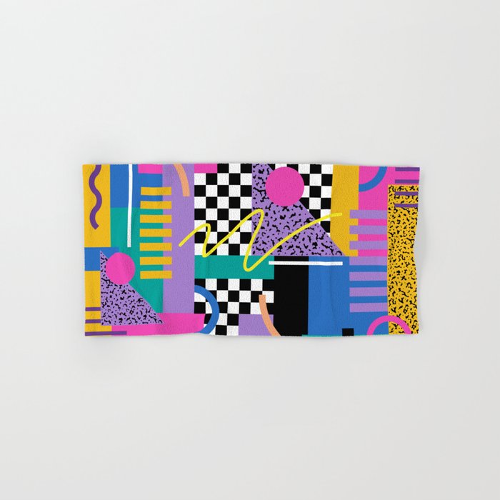 Memphis pattern 101 80s 90s Retro Hand Bath Towel by Studio