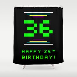 [ Thumbnail: 36th Birthday - Nerdy Geeky Pixelated 8-Bit Computing Graphics Inspired Look Shower Curtain ]