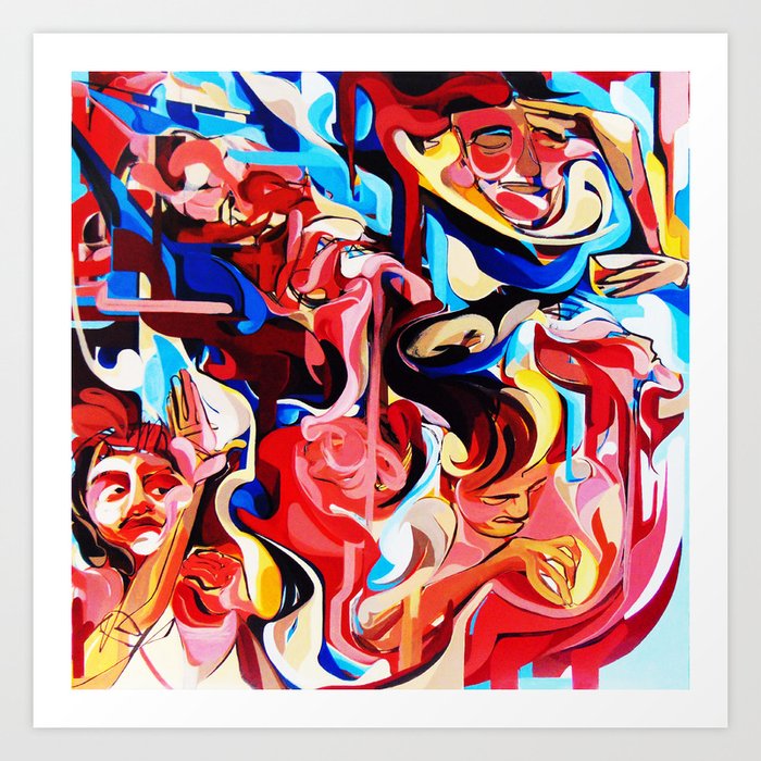 Expressive Abstract People Composition Painting Art Print By Catarinagarciaart Society6