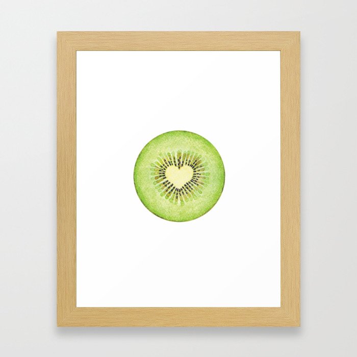 Kiwi illustration, green fruit Framed Art Print