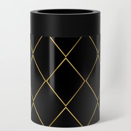 Black and Gold  Diamond Pattern or Print Can Cooler