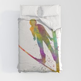 Watercolor ski jump 02 Comforter