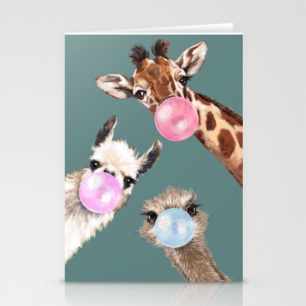 Bubble Gum Gang Dark Green Stationery Cards
