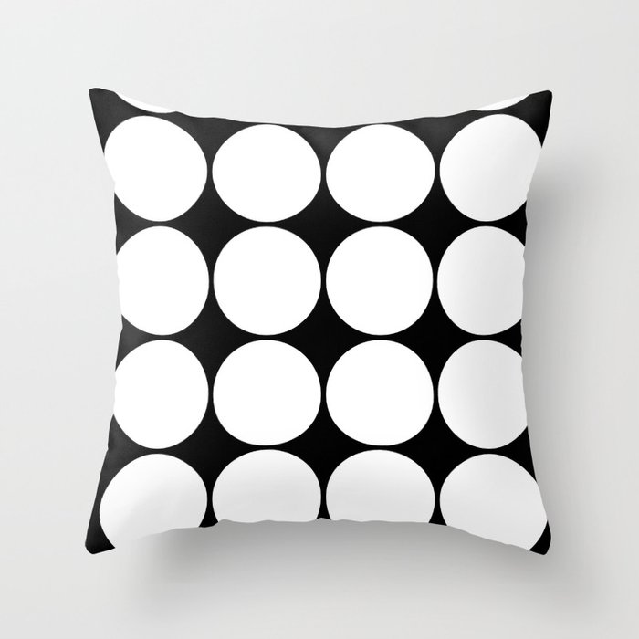 Black and White Retro Dot Pattern Throw Pillow
