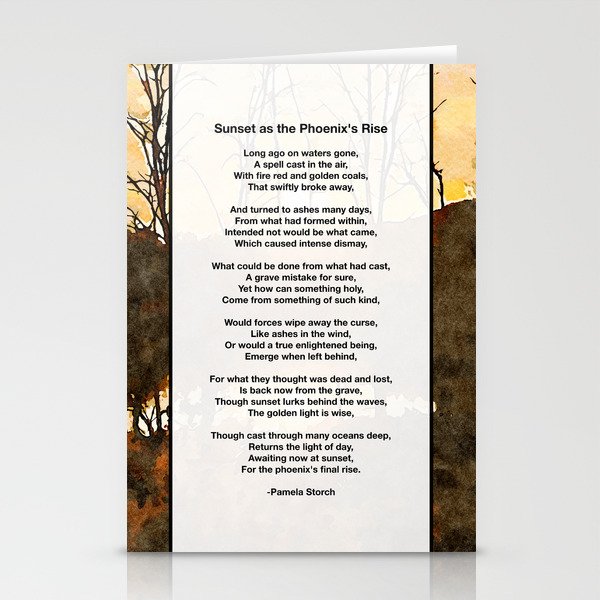 Sunset as the Phoenix's Rise Poem Stationery Cards