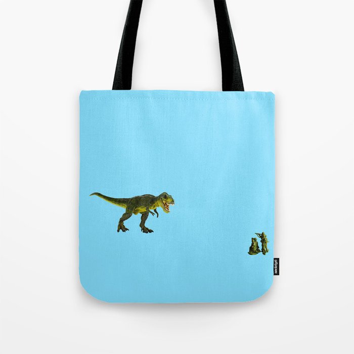 Dinosaurs vs Toy Soldiers Tote Bag