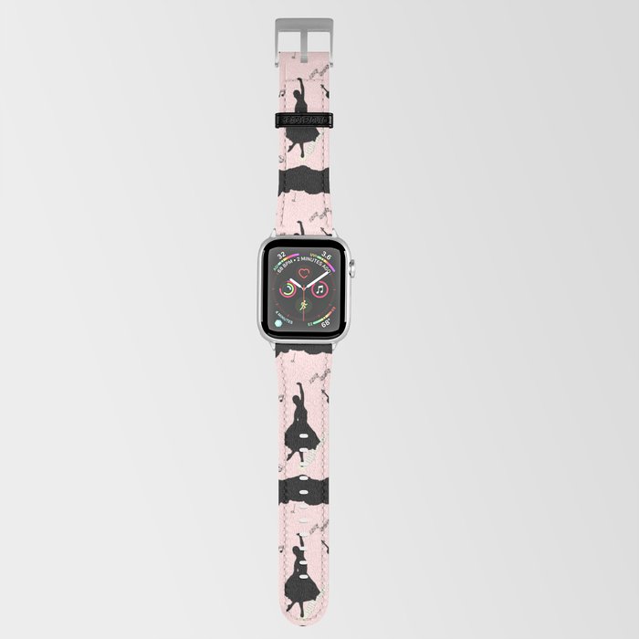 Two ballerina figures in black on pink paper Apple Watch Band