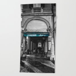 Black and White Bologna Street Photography Vector Green Beach Towel