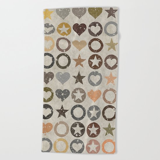 stars and hearts Beach Towel