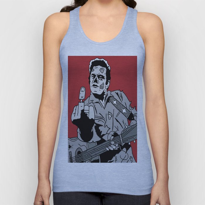  Johnny Cash Zombie Portrait Giving the Finger Print Tank Top