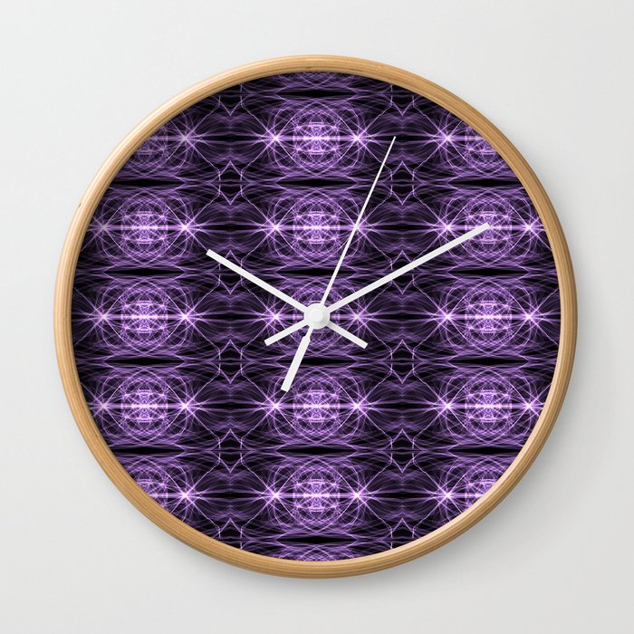 Liquid Light Series 3 ~ Purple Abstract Fractal Pattern Wall Clock