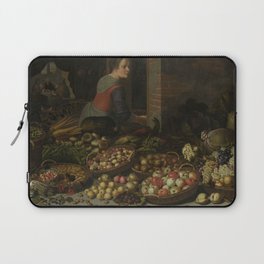 Still Life with Fruit and Vegetables, with Christ at Emmaus in the background, Floris van Schooten, Laptop Sleeve