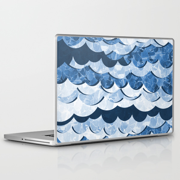 Abstract Blue Sea Waves Design Laptop Ipad Skin By Oursunnycdays