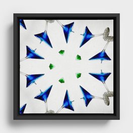 Blue cocktails & martini aperitifs alcoholic beverages mixed drinks wine glass motif painting Framed Canvas