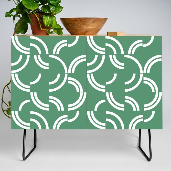 White curves on green background Credenza