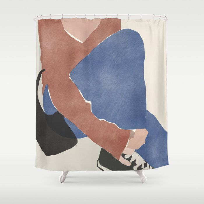 Red and blue casual Shower Curtain