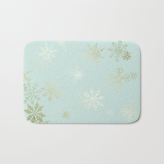 Gold Snowflakes Bath Mat