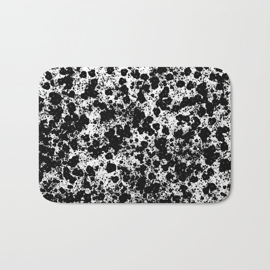 Peppered - Abstract, black and white paint splats Bath Mat