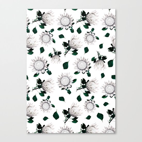 Protea Floral Pattern Canvas Print