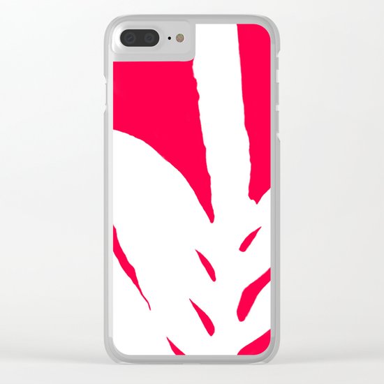 Missing White Fern on Bright Red Pink Fuchsia Clear iPhone Case