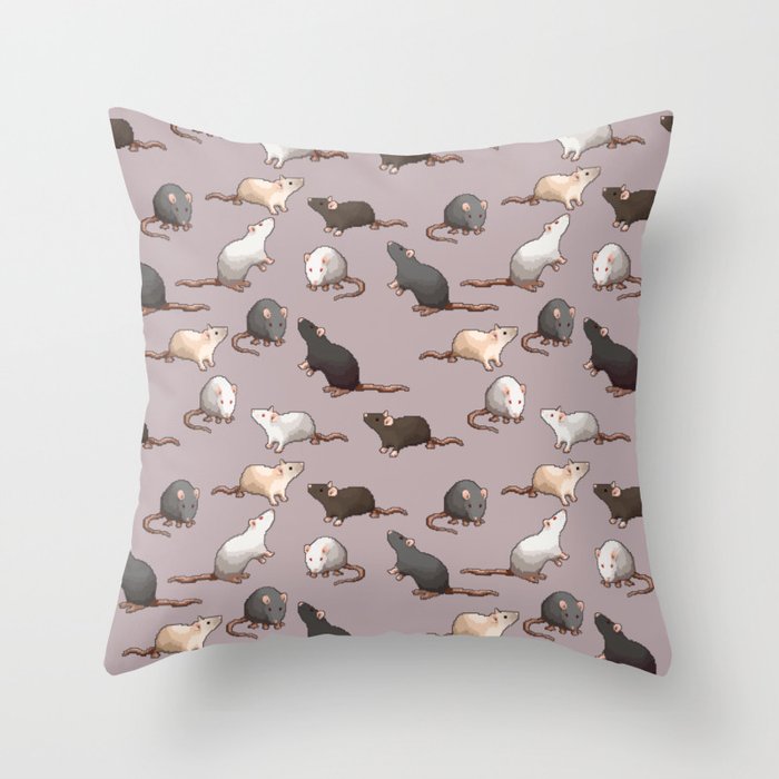 Pixel Rats Throw Pillow