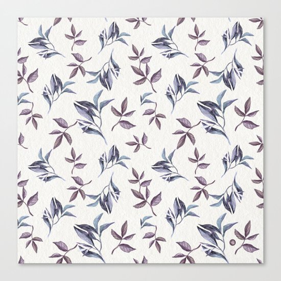 Watercolor cold leaves pattern Canvas Print