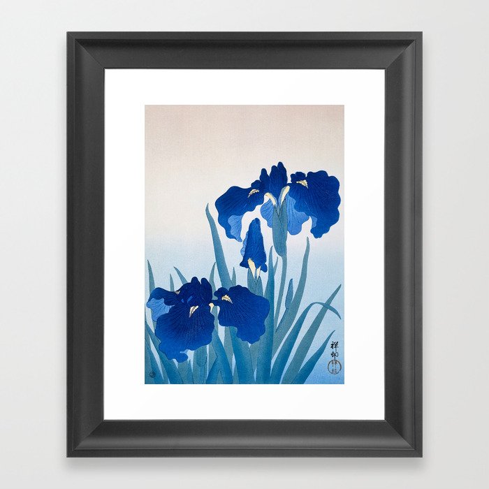 Blue Iris Flowers - Vintage Japanese Woodblock Print Art Framed Art Print