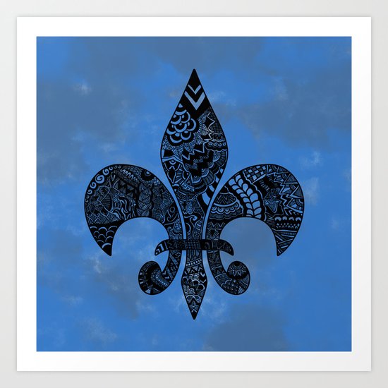 Blue Fleur de Lis Art Print