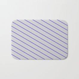 [ Thumbnail: Slate Blue and Light Grey Colored Stripes/Lines Pattern Bath Mat ]