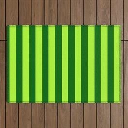 [ Thumbnail: Dark Green & Light Green Colored Stripes/Lines Pattern Outdoor Rug ]