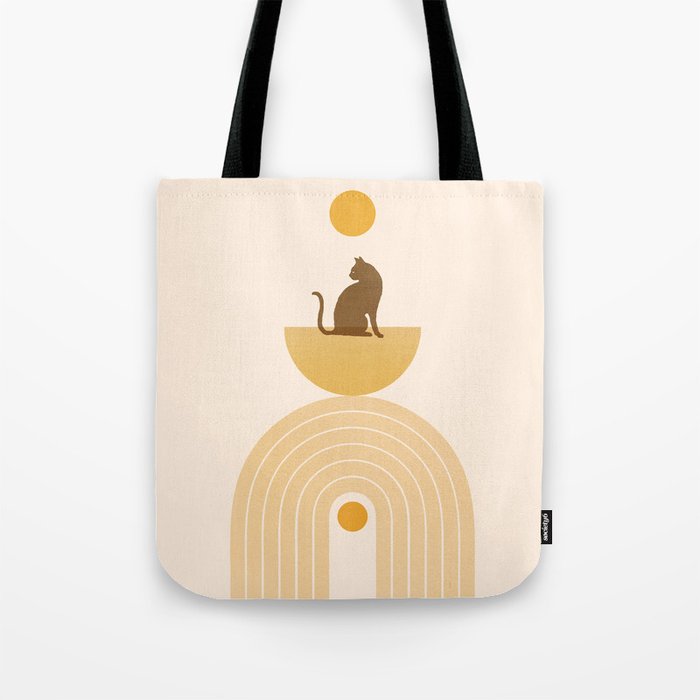 Abstraction_CAT_LOVE_SUN_SUNSHINE_HOT_BEIGE_POP_ART_0408A Tote Bag