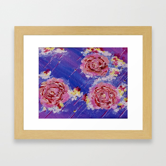 Violet Rain and Roses Framed Art Print