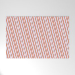 [ Thumbnail: Dark Salmon & Lavender Colored Stripes Pattern Welcome Mat ]