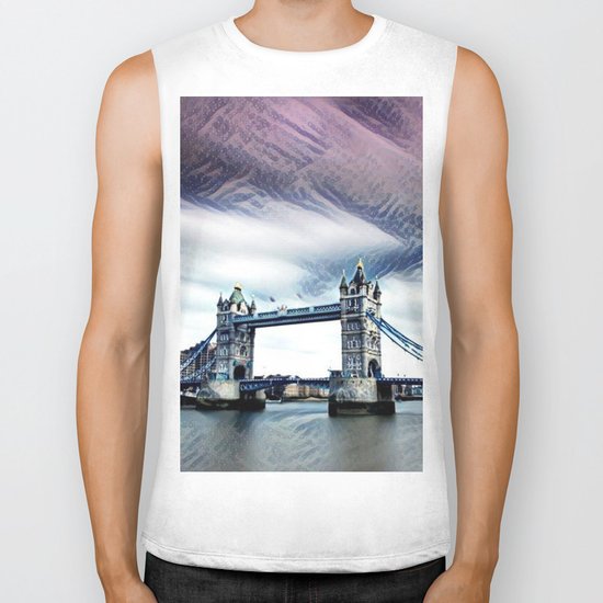 The Glorious London Bridge (Sunset & River) Biker Tank
