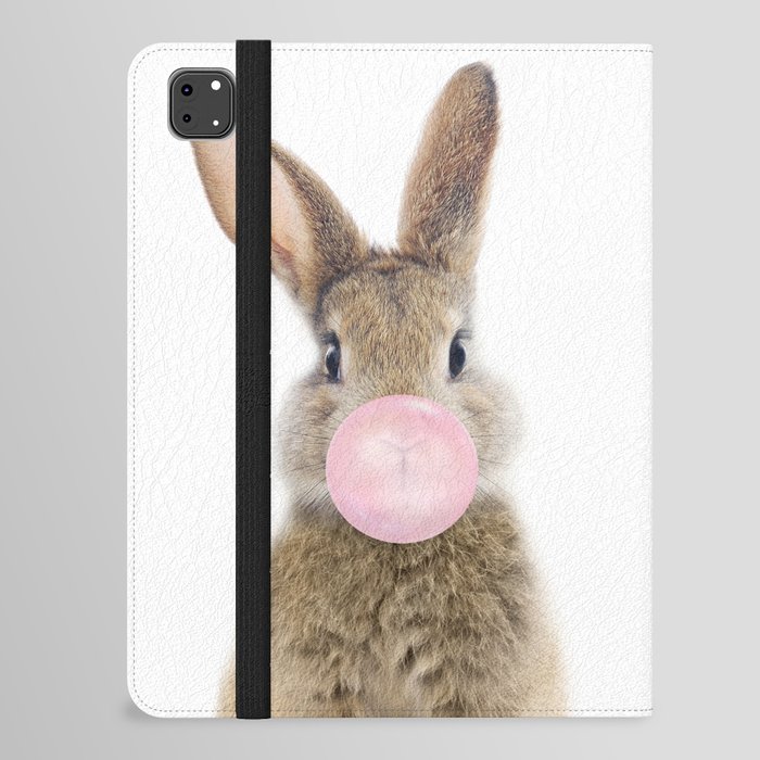 Bunny Face Blowing Bubble Gum Print by Zouzounio Art iPad Folio Case