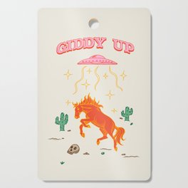 Giddy Up - Punny Desert Horse UFO Alien Abduction Cutting Board