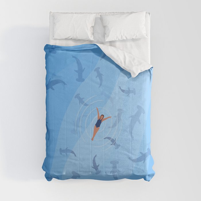 Shark Beach Swimmer  Comforter