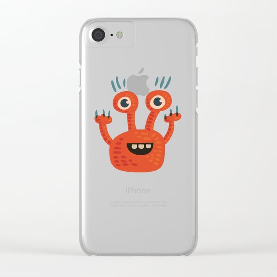 Funny Orange Happy Creature Clear iPhone Case