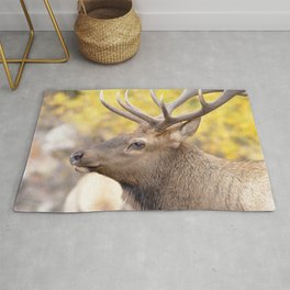 Watercolor Elk Bull 09, Estes Park, Colorado, Patience Area & Throw Rug
