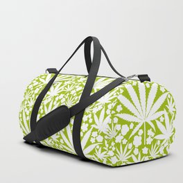 Mid-Century Modern Cannabis And Flowers Green Duffle Bag