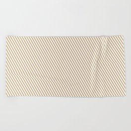 [ Thumbnail: White and Tan Colored Stripes/Lines Pattern Beach Towel ]