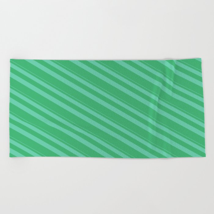 Aquamarine and Sea Green Colored Lined/Striped Pattern Beach Towel