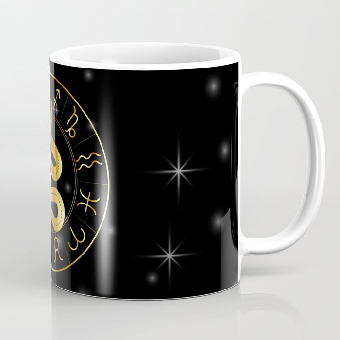 Zodiac symbols astrology signs with mystic serpentine in gold Coffee Mug