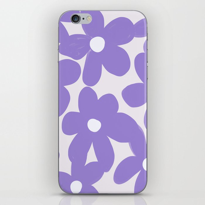 Pastel Lavender Flowers in 70s Groovy Style iPhone Skin