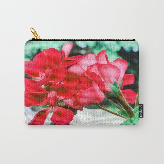 Red FlowERS Green Bokeh Carry-All Pouch
