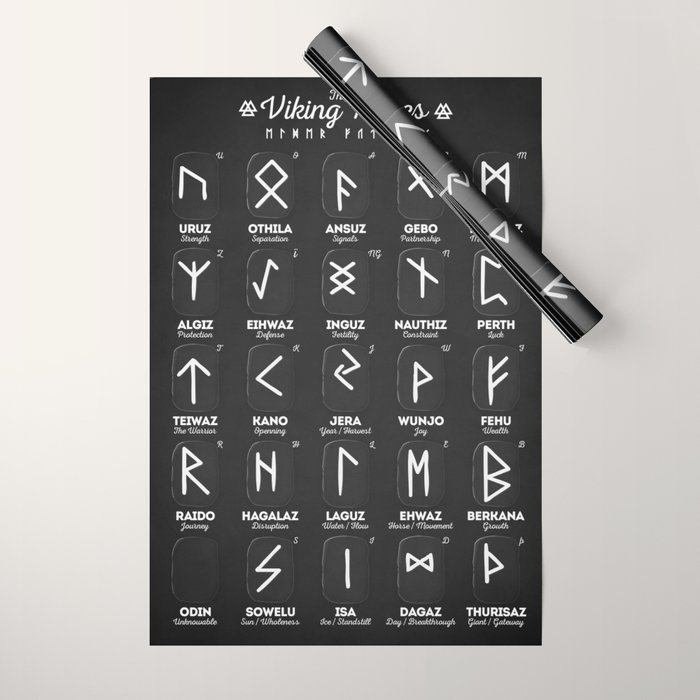Viking Runes Wrapping Paper By Hoolst